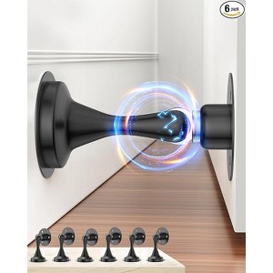 DOMETOUR Magnetic Door Stoppers 6 Pack – Heavy Duty Door Holder Stops Stainless Steel, Wall/Floor Mount, No Drill Adhesive & Screws, Keep Door Open - 1 of 4