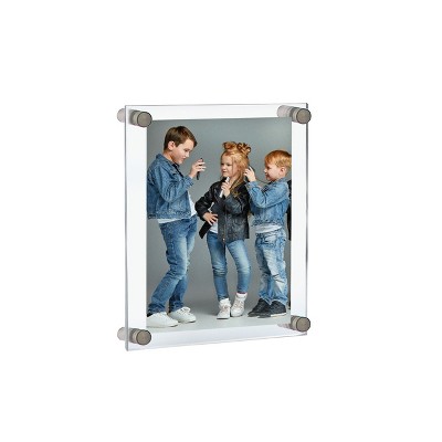 Clear Acrylic Floating Wall Frame with Silver Caps, 32" x 42"
