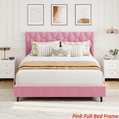 TWIN XL/Twin/Full /Queen/King Upholstered Bed Frame Heavy-Duty Platform Bed Frame w/ Upholstered Headboard and Strong Wood Slats