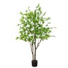 Artificial maple trees, fake green plants, trees in indoor home decoration potted plants, lifelike fake maple trees with leaves and trunks - 4 of 4