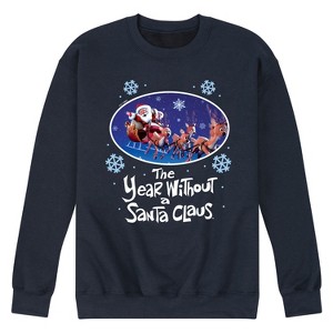 Men's - The Year Without a Santa Claus - Santa Sleigh and Reindeer Graphic Fleece Sweatshirt - 1 of 4
