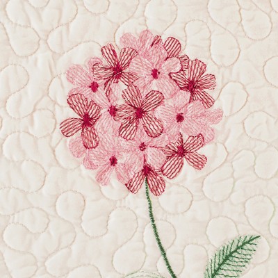 Rose Embroidered Floral Quilted Pillow Sham