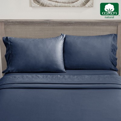 Royal Navy Blue Cotton Sateen Standard/Queen Pillowcases - Set of 2