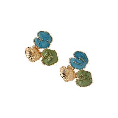 SOHI Women's Ocean Blue:Olive Green The Small Lilypad Stud Earrings