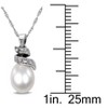 EVERLY JEWELRY | 10k White Gold Cultured Freshwater Pearl and Diamond Spiral Pendant with Chain, 17" - 3 of 4