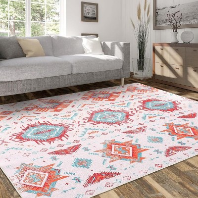Machine Washable Large Area Rug Modern Low Pile Non Slip Thin Accent Carpet for Living Room Kitchen Bedroom