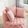 Velvet Upholstered Swivel Chair for Living Room, with Button Tufted Design and Movable Wheels, Including 3 Pillows, Black - 4 of 4