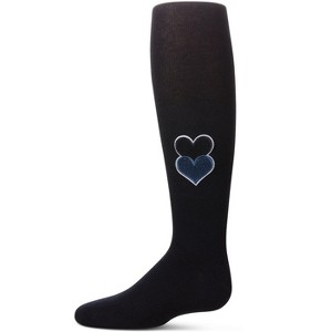 Memoi Girls' Double Patch Heart Cotton Tights - 1 of 2