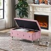 Velvet Upholstered Tufted Button Storage Bench With Crystal Buttons,Velvet Entryway Bench Living Room Padded Seat,Bed Bench-Cuddlewood - 2 of 4