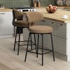 WestinTrends Alexandria Modern Upholstered Faux Shearling Fabric Counter Height Bar Stools with Back (Set of 2), Camel - 2 of 4