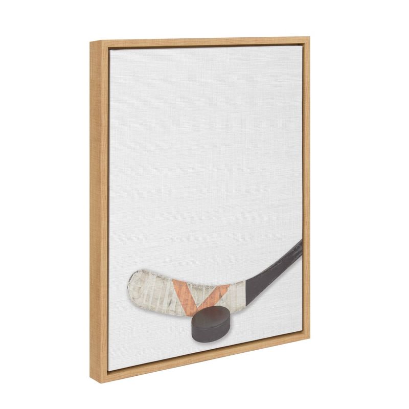 18&#34; x 24&#34; Sylvie Hockey Stick and Puck Framed Canvas Natural - DesignOvation, 3 of 10