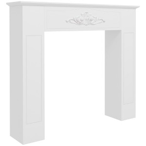 HOMCOM 44.75 Inch Fir Wood Fireplace Mantel Stove Surround, Freestanding Electric Fireplace Mantel, White - 1 of 4