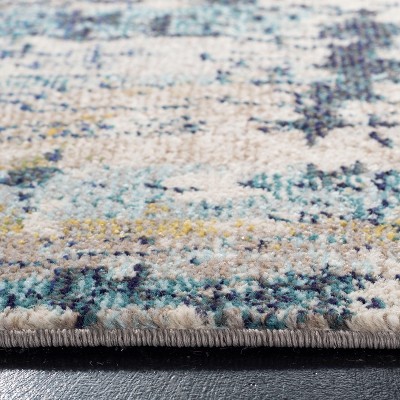 Madison Vintage Cream/Blue 9' Square Synthetic Area Rug