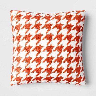 Photo 1 of Printed plush Houndstooth Pillow Square Throw Pillow with Faux Shearling Reverse - Threshold™