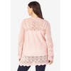 Roaman's Women's Plus Size Bell Sleeve Pointelle Cardigan - 3 of 4