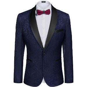 COOFANDY Men's Floral Tuxedo Suit Jacket Slim Fit Dinner Jacket Party Prom Wedding Blazer Jackets - 1 of 4