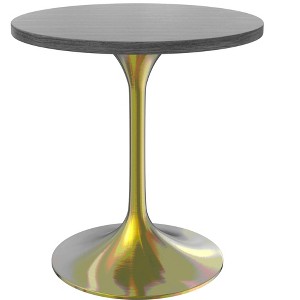 LeisureMod Verve 27" Round Dining Table - MDF Wood Top with Brushed Gold Pedestal Base Accent Side Table for Kitchen and Home - 1 of 4