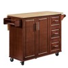Homy Casa Kitchen Island with Storage Cabinets, 3 Drawers, and Drop Leaf Countertop on Rolling Wheels for Dining Room, Walnut - 2 of 4