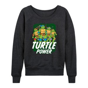 Women's - Teenage Mutant Ninja Turtles - Turtle Power Lightweight French Terry Wide Neck Long Sleeve Shirt - 1 of 4
