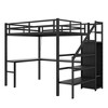 ALEXOUN Metal Loft Bed with L Shaped Desk and Wardrobe, Heavy Duty Loft Bed Frame with Storage Stairs,Space Saving Loft Bed, Black - 4 of 4