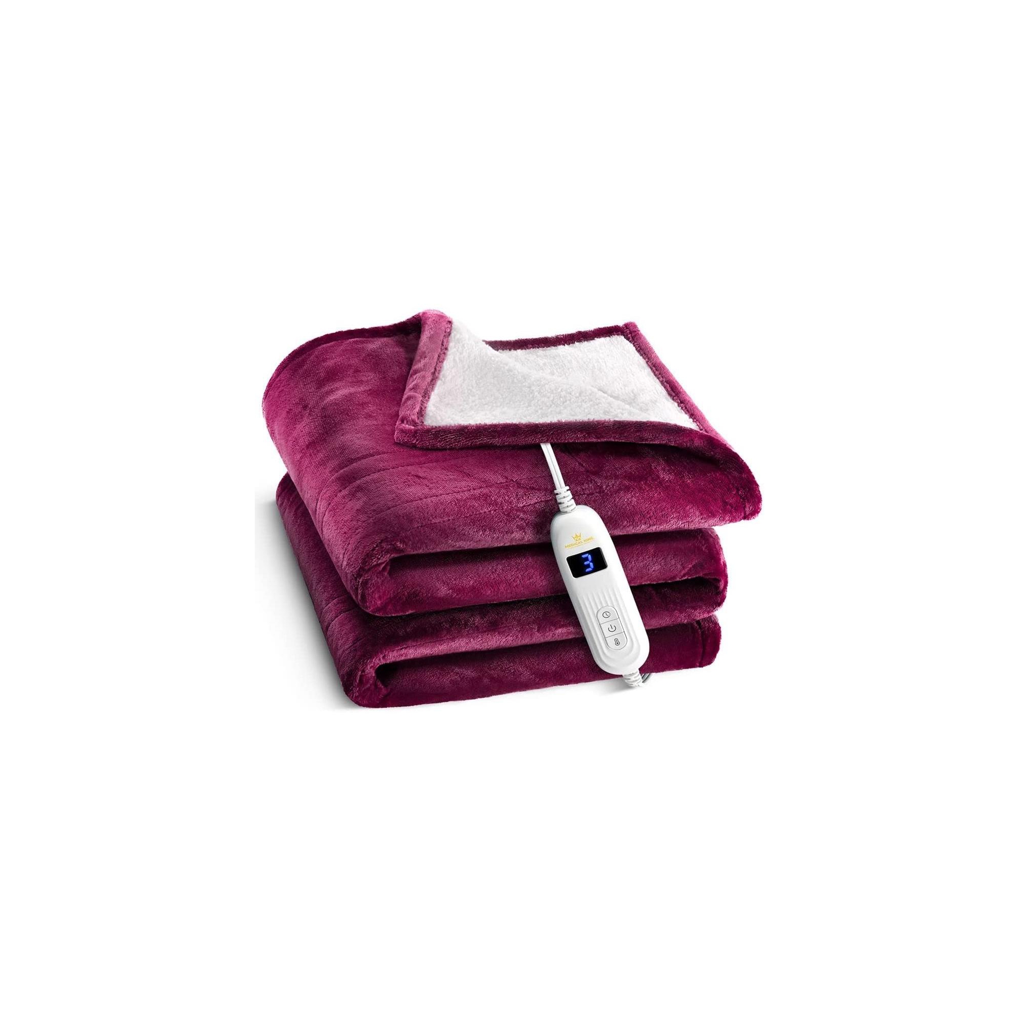 Heated Blanket with Hand Controller - Machine Washable Electric Blanket with 10 Heating Settings and auto Shut-Off (Red 50 x 60) - MedicaKingUsa