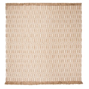Natural/Ivory Tribal Design Woven Square Area Rug 7