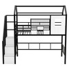 PAGED Twin Size Loft Bed House Design Modern Metal Bed Frame with Storage Stair and Guardrail for Bedroom - 3 of 4