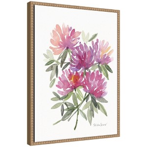 Kate & Laurel All Things Decor 18"x24" Sylvie Abstract Watercolor Pink Floral Framed Canvas by Patricia Shaw Beaded Natural - 1 of 4