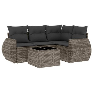 vidaXL Garden Sofa Set Grey PE rattan 5 Piece Set Modular - 1 of 4