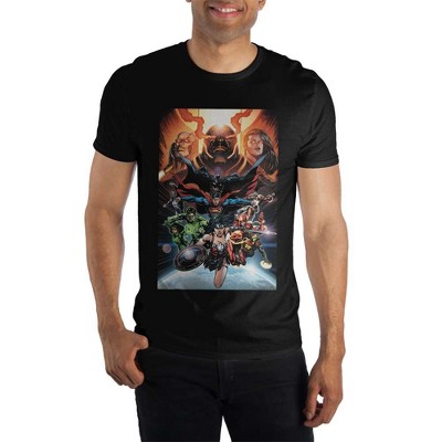 DC Comics Superheroes Justice League Men's Black T-Shirt-Small