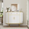 43" Fluted Sideboard, Buffet Cabinet With 2 Drawers And Adjustable Shelves, Wood Storage Credenza For Entry Way, Living Room, Dining Room, White - 2 of 4