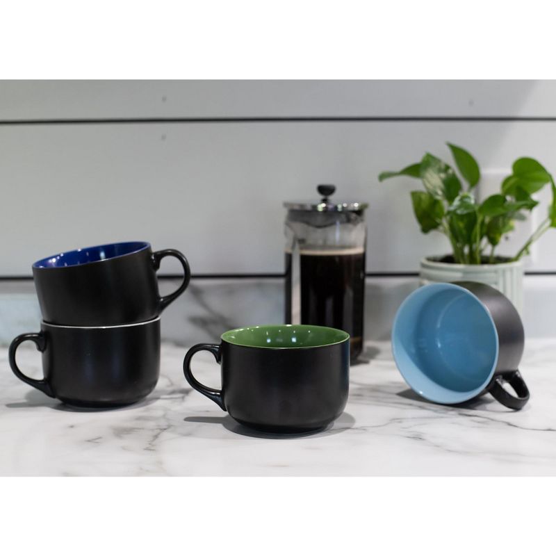 Elanze Designs Large Color Pop 24 ounce Ceramic Jumbo Soup Mugs Set of 4, Blue Green White, 5 of 6