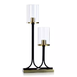 Logan Mid-Century Modern Metal Desk Lamp with Shade Black/Gold - StyleCraft