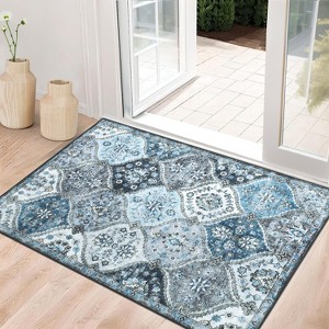 Washable Rug Vintage Floral Floor Carpet with Anti Slip Backing - 1 of 4