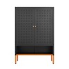 Vynxaria Black Double Door Shoe Cabinet with Adjustable Storage - 4 of 4
