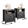 AOXUN Farmhouse End Table, 21" Rustic Nightstand with Barn Door, 2-Piece Set for Living Room, Black - 3 of 4