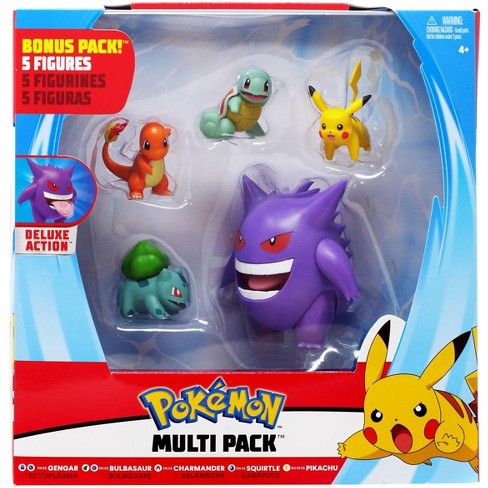 Pokemon Gengar Bulbasaur Charmander Squirtle And Pikachu 3 Inch Figure 5 Pack