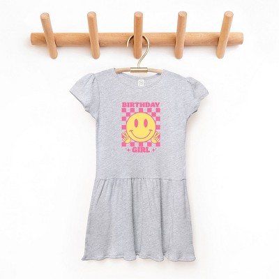 The Juniper Shop Birthday Girl Checkered Toddler Graphic Dress