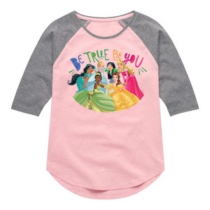 Girls' - Disney Princess - Be True Be You Shirt Tail Raglan Graphic T-shirt - 1 of 4