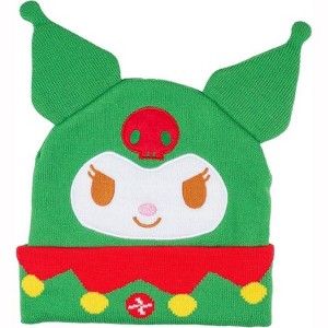 Hello Kitty�s Kuromi Christmas Cuff 3D Beanie, Jacquard knit with Embriodered Appliques, Green - 1 of 1