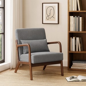 Homy Casa Mid-Century Wood Frame Accent Chair with Pillow – Modern Lounge Seating - 1 of 4