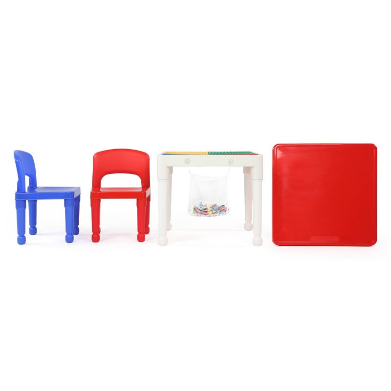 3pc 2 in 1 Square Activity Kids&#39; Table with 2 Chairs Blue/Red - Humble Crew, 4 of 10
