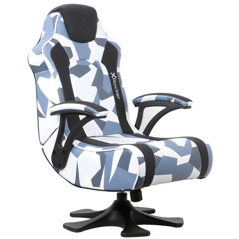 X Rocker Ergonomic Leather Gaming Office Desk Chair with Pedestal Swivel Base, Padded Arms and Headrest, and Foldable Backrest, Gray and Black Camo - image 1 of 4