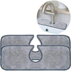 Acekool 2/4pcs Microfiber Faucet Absorbent Pad,Wrap-Around Design, Kitchen & Bathroom,Splash-Proof Cloths, Household Cleaning Accessories - 1 of 4