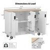 51" Fluted Kitchen Island on Wheels, with Drop Leaf, Internal Storage Rack and Towel Rack, for Kitchen, Dining Room - 2 of 4