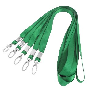 Unique Bargains Nylon Cell Phone MP3 Badge Tag Work Card Holder Lanyard Neck Strap Green 5pcs - 1 of 4
