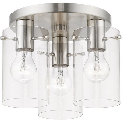 Munich Contemporary 3-Light Indoor/Outdoor Flush Mount in Brushed Nickel