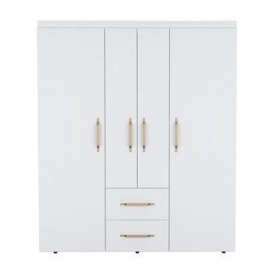 NicBex Armoire Wardrobe Closet Storage Cabinet with Doors & 2 Drawers & Shelves for Bedroom, White