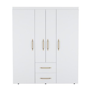 NicBex Armoire Wardrobe Closet Storage Cabinet with Doors & 2 Drawers & Shelves for Bedroom, White - 1 of 4