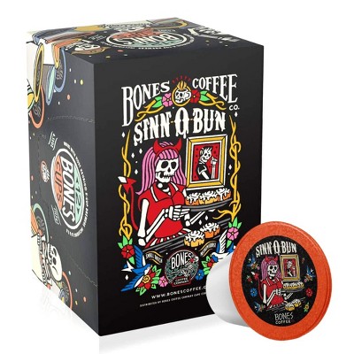 Bones Coffee Company Sinn-O-Bunn Cinnamon Bun Flavor 12 ct Single-Serve Bones Cups Coffee Pods Compatible with Keurig Coffee Maker